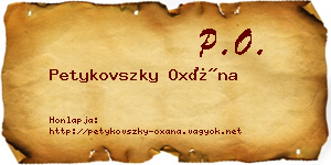 Petykovszky Oxána névjegykártya